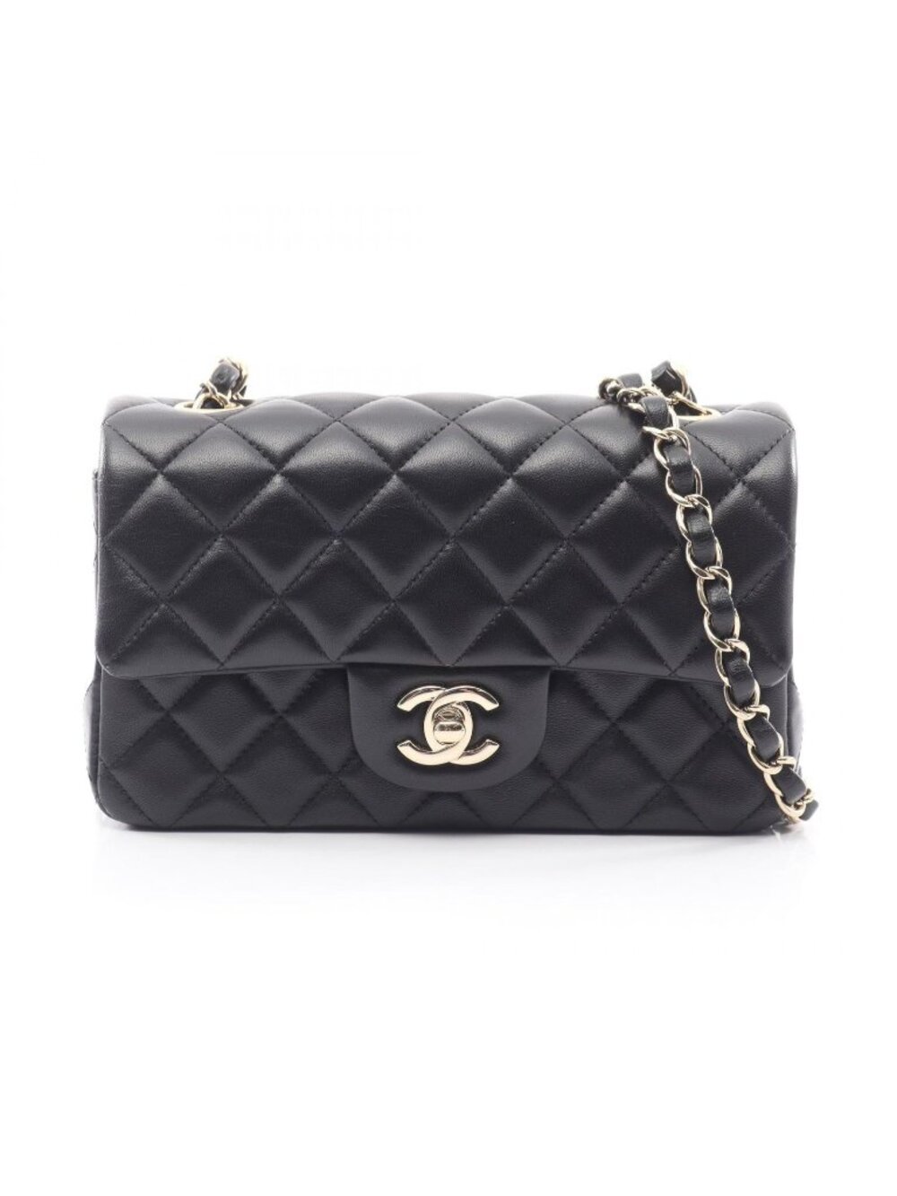 Chanel Shoulder Bag Mini Quilted 20 Black Lambskin Chain